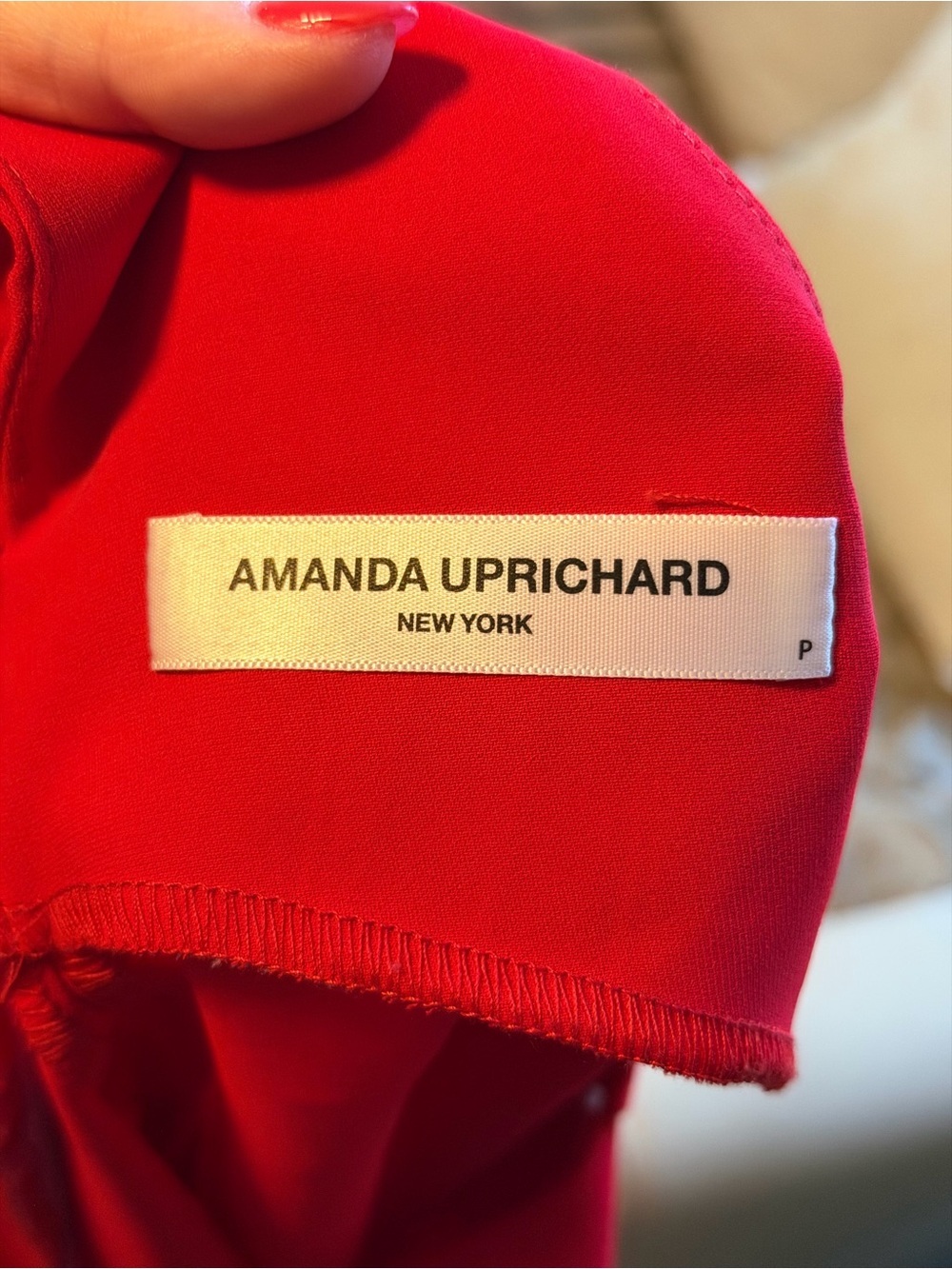 Amanda Uprichard Red Scarf Neck Halter Top Petite P Statement Blouse - Picture 5 of 6